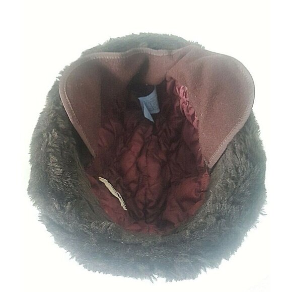 BILTMORE Women's Fur Hat Brown Ear Flaps Medium Vintage with Feather - Picture 10 of 12